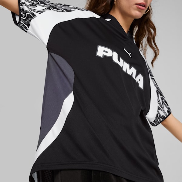 Relaxed Football Jersey Unisex, PUMA Black-Galactic Gray, large-ZAF