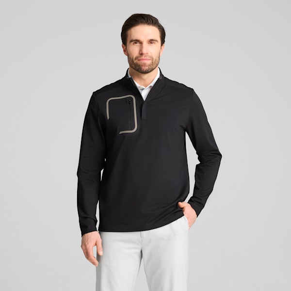 CLOUDSPUN Tech Quarter Zip Golf Top Men, PUMA Black, large-ZAF