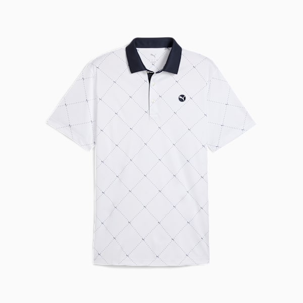 Pure 2.0 Argyle Golf Polo Men, White Glow-Deep Navy, large-ZAF