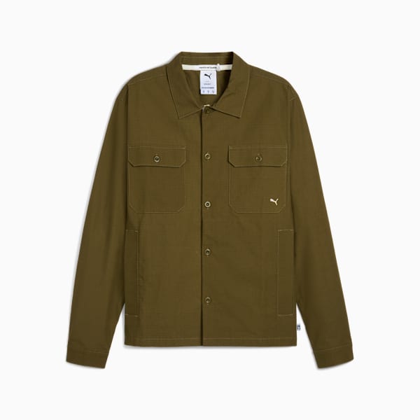 Chamarra camisera MMQ para hombre, Olive Drab, large-MEX
