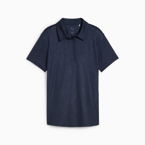 MATTR Animal Deboss Short Sleeve Polo Women, Deep Navy, large-ZAF