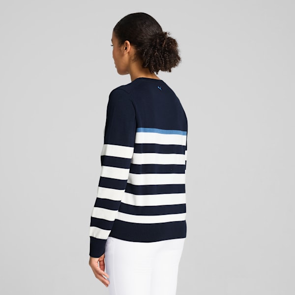 Resort Stripe Sweater Women, Deep Navy-White Glow, large-ZAF