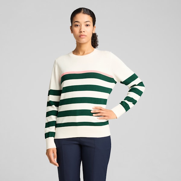 Resort Stripe Sweater Women, Warm White-Dark Myrtle, large-ZAF