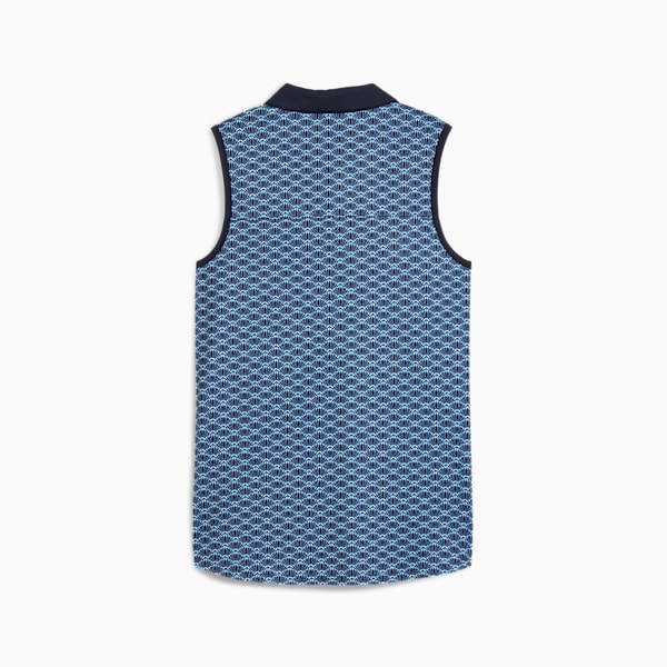 CLOUDSPUN Scallop Sleeveless Golf Polo Women, Deep Navy, large-ZAF