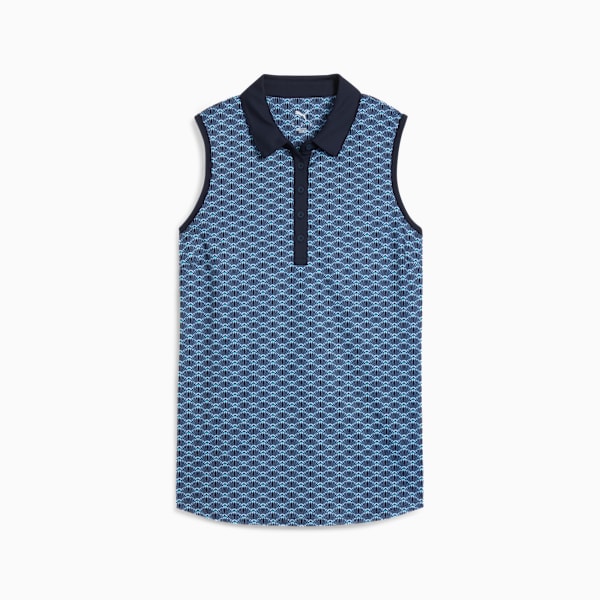 CLOUDSPUN Scallop Sleeveless Golf Polo Women, Deep Navy, large-ZAF