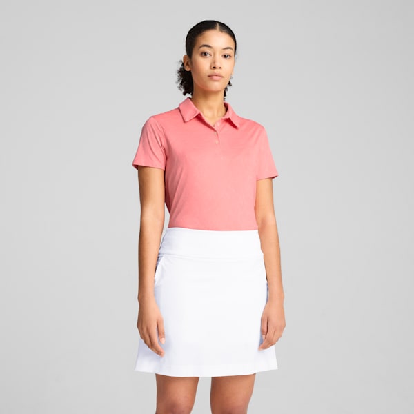 MATTR Lianas Jacquard Short Sleeve Polo Women, Peach Frost, large-ZAF