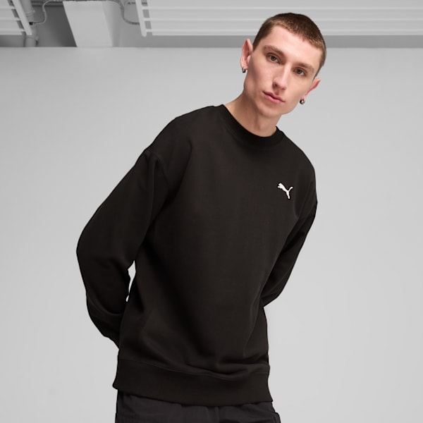 WARDROBE ESS Relaxed Crew Men, PUMA Black, large-ZAF