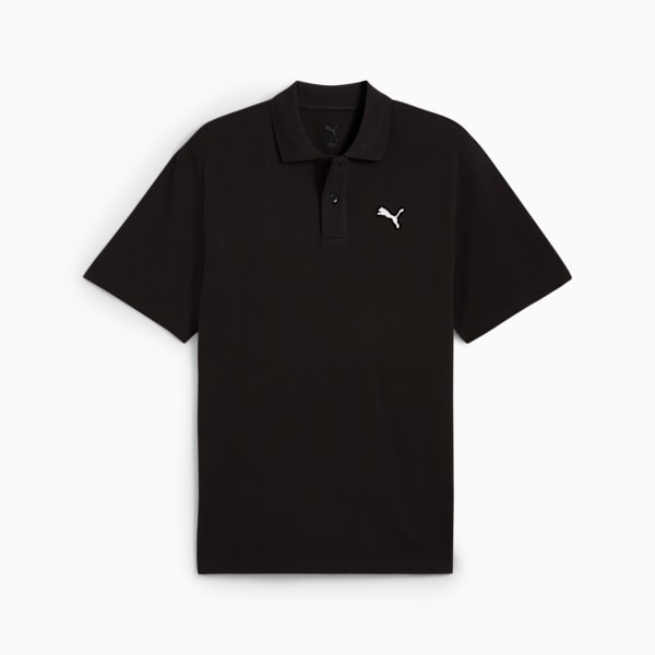 WARDROBE Essentials Pique Relaxed Polo Men, PUMA Black, large-ZAF