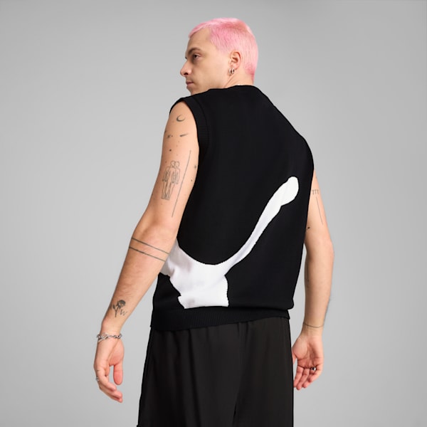FUTURE.PUMA.ARCHIVE Relaxed Graphic Knitted Vest Unisex, PUMA Black, large-ZAF