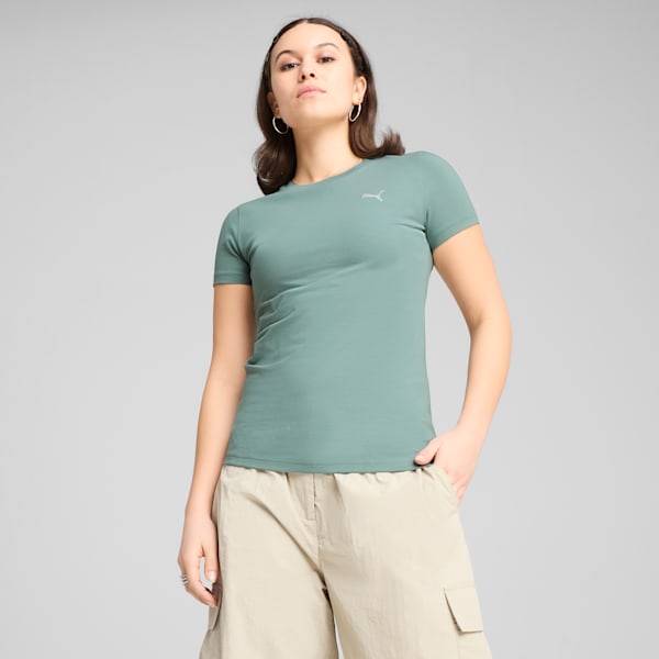 Essentials Slim Tee Women, Green Moon, large-ZAF