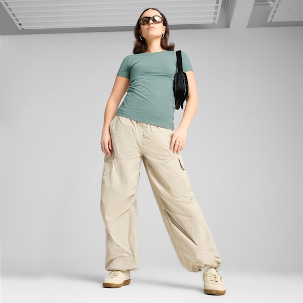 Essentials Slim Tee Women, Green Moon, large-ZAF