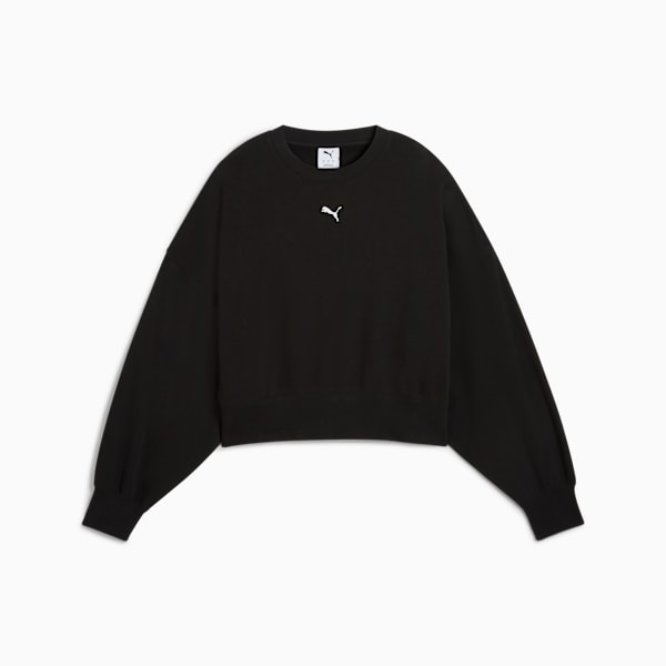 WARDROBE Essentials Oversized Crew Women, PUMA Black, large-MEX