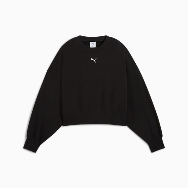 WARDROBE Essentials Oversized Crew Women, PUMA Black, large-ZAF