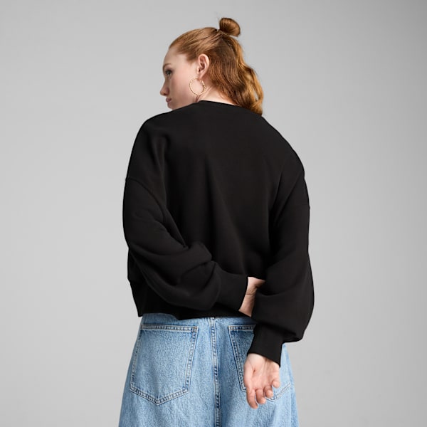 WARDROBE Essentials Oversized Crew Women, PUMA Black, large-MEX