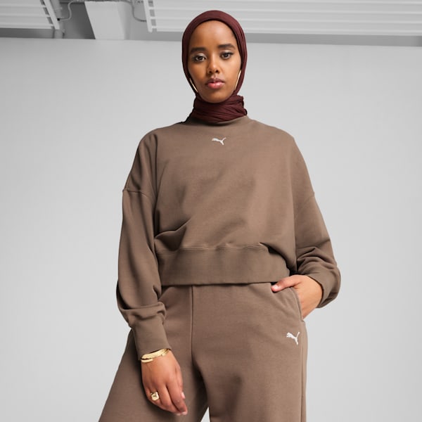 WARDROBE Essentials Oversized Crew Women, Totally Taupe, large-ZAF