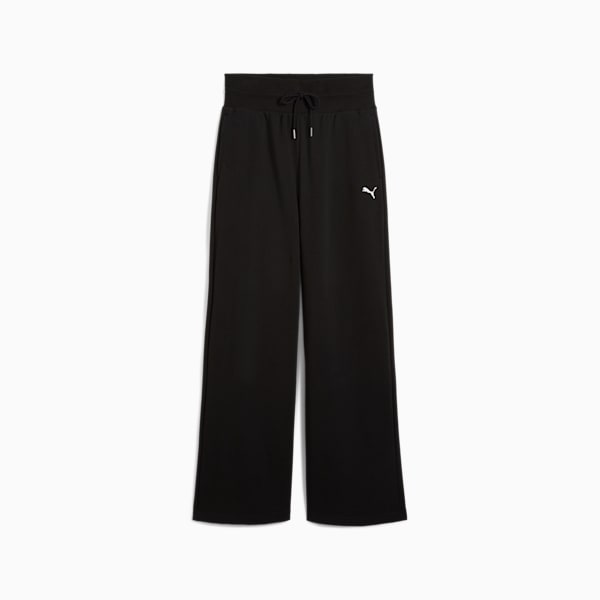 Wardrobe Essentials Relaxed Wide Leg Sweatpants Women, PUMA Black, large-ZAF