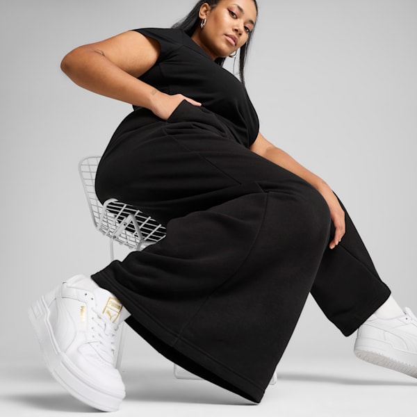 Wardrobe Essentials Relaxed Wide Leg Sweatpants Women, PUMA Black, large-ZAF