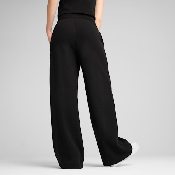 Wardrobe Essentials Relaxed Wide Leg Sweatpants Women, PUMA Black, large-ZAF