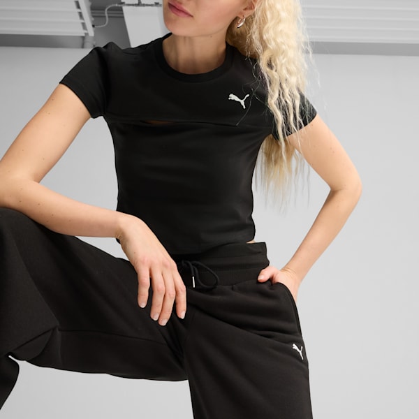 Wardrobe Essentials Relaxed Wide Leg Sweatpants Women, PUMA Black, large-ZAF