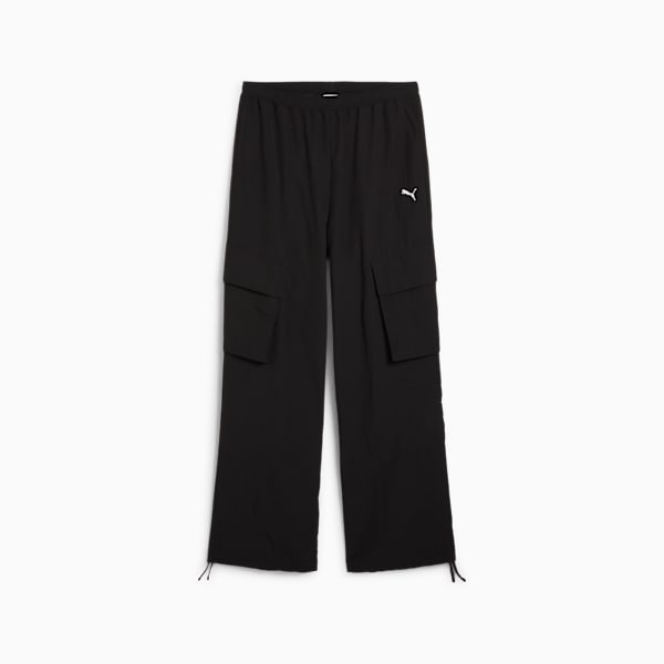 WARDROBE Essentials Relaxed Woven Cargo Pants Women, PUMA Black, large-ZAF