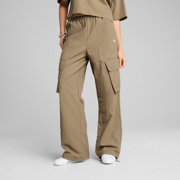 WARDROBE Essentials Relaxed Woven Cargo Pants Women, Velvet Moss, large-ZAF