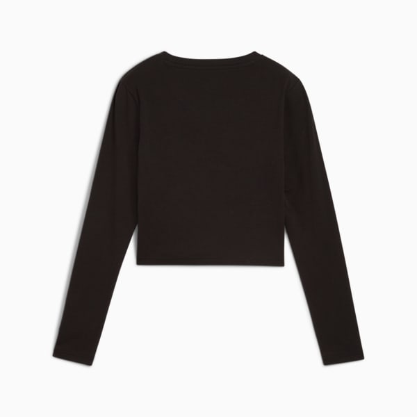 WARDROBE ESS Longsleeve Baby Tee Women, PUMA Black, large-ZAF