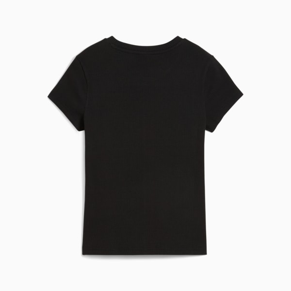 WARDROBE Essentials Ribbed Slim Tee Women, PUMA Black, large-ZAF