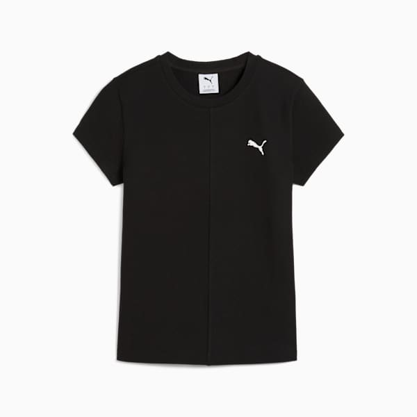 WARDROBE Essentials Ribbed Slim Tee Women, PUMA Black, large-ZAF