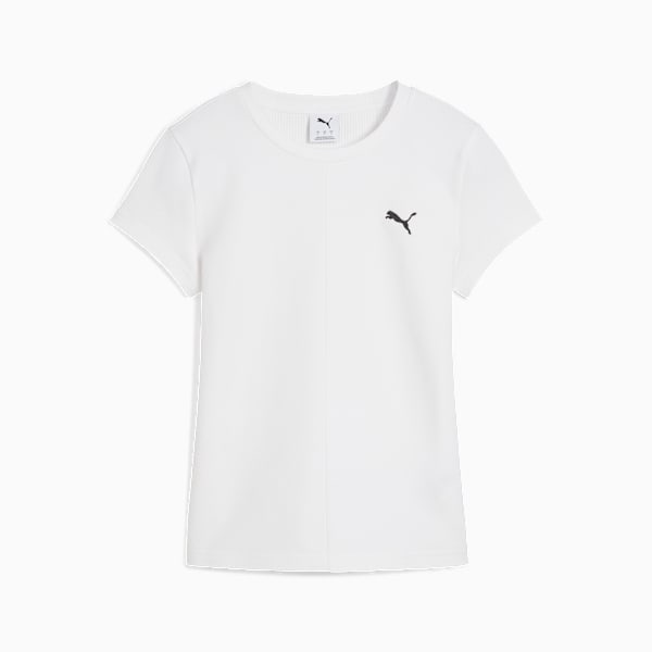 playera WARDROBE Essentials Rib para mujer, PUMA White, large-MEX