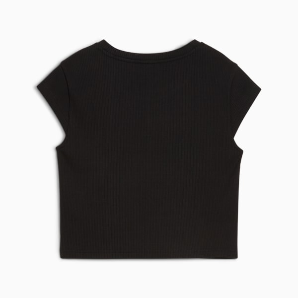 Remera corta Wardrobe Essentials Rib para mujer, PUMA Black, large-ARG