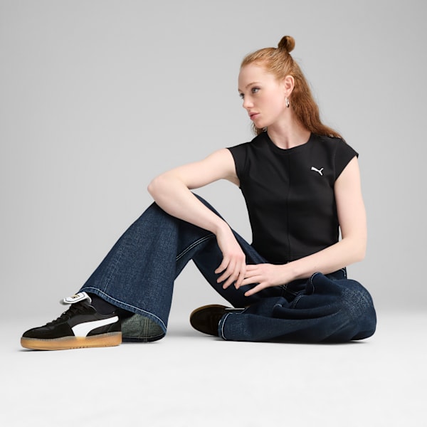 Remera corta Wardrobe Essentials Rib para mujer, PUMA Black, large-ARG