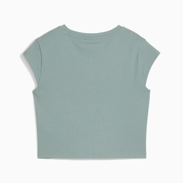 Remera corta Wardrobe Essentials Rib para mujer, Green Moon, large-ARG