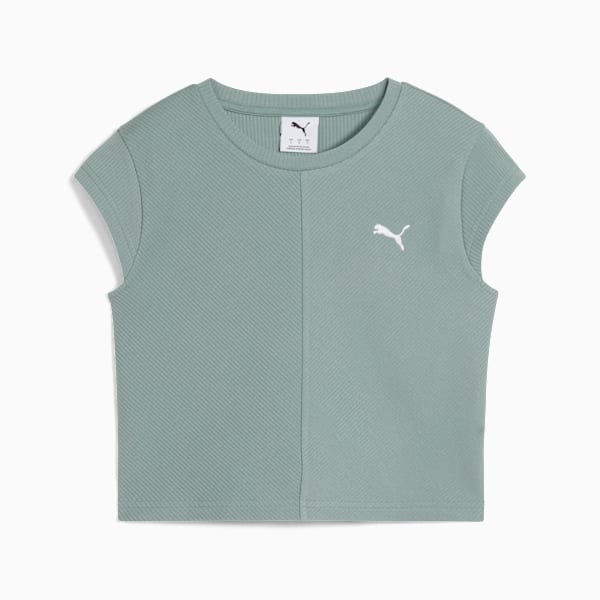 Remera corta Wardrobe Essentials Rib para mujer, Green Moon, large-ARG