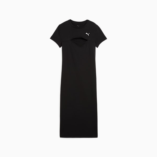 WARDROBE Essentials Midi Cut-Out Dress Women, PUMA Black, large-ZAF