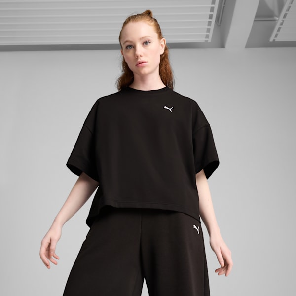 Wardrobe Essentials Relaxed Heavy Tee Women, PUMA Black, large-ZAF
