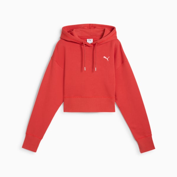 PREMIUM Essentials Relaxed Graphic Hoodie Women, Red Fire, large-ZAF