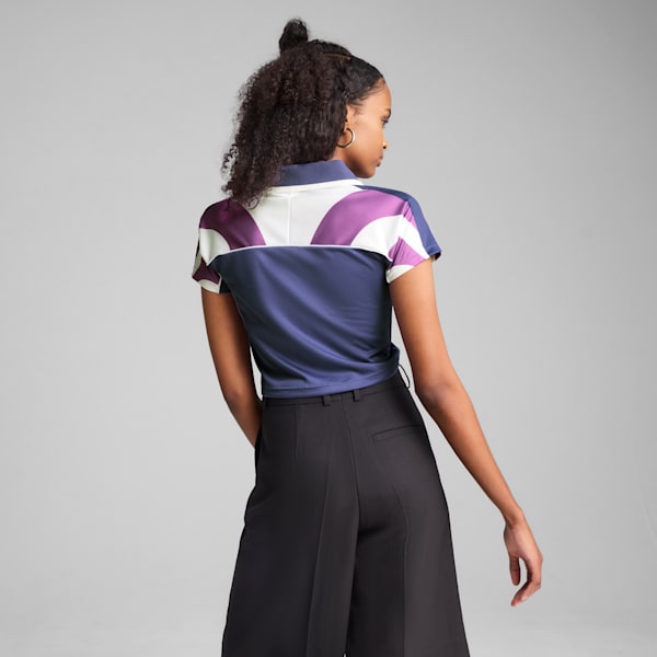 Playera corta FUTURE.PUMA.ARCHIVE para mujer, Blue Crystal-Wild Berry, large-MEX
