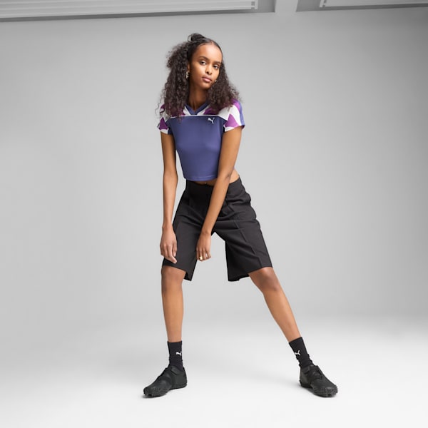 Playera corta FUTURE.PUMA.ARCHIVE para mujer, Blue Crystal-Wild Berry, large-MEX