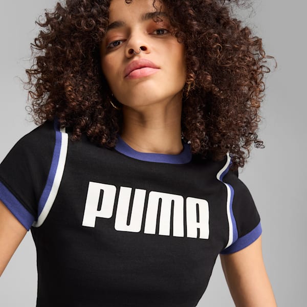 FUTURE.PUMA.ARCHIVE Graphic Baby Tee Women, PUMA Black-White, large-MEX