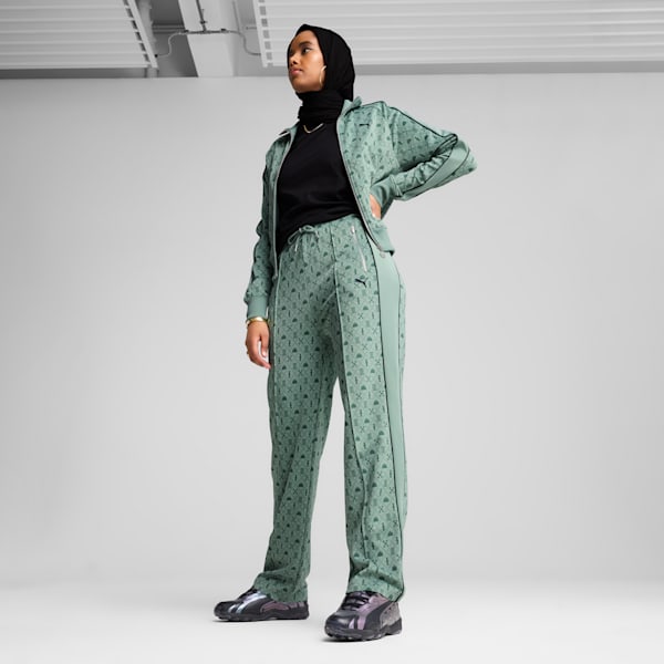 Pantalones rectos Road To Unity T7 para mujer, Green Moon-AOP, large-MEX