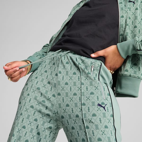 Pantalones rectos Road To Unity T7 para mujer, Green Moon-AOP, large-MEX