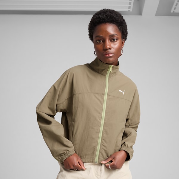 DARE TO Oversized Zip-Off Woven Jacket Women, Velvet Moss, large-ZAF