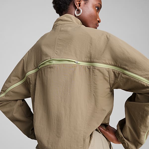 DARE TO Oversized Zip-Off Woven Jacket Women, Velvet Moss, large-ZAF