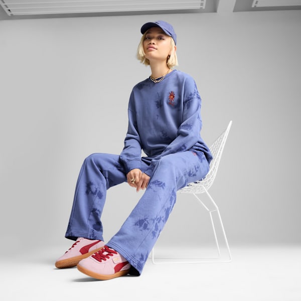 WARDROBE ESS FLORAL PACK Washed Straight Sweatpants Women, Blue Crystal, large-ZAF