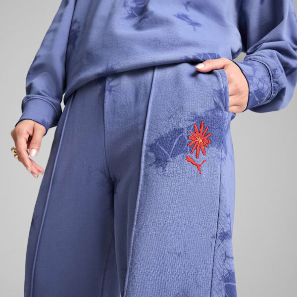 WARDROBE ESS FLORAL PACK Washed Straight Sweatpants Women, Blue Crystal, large-ZAF