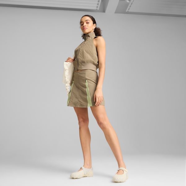 DARE TO Zip Woven Skirt Women, Velvet Moss, large-ZAF