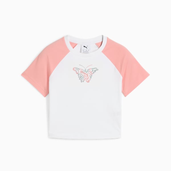 BUTTERFLY VIBE Baby Tee Youth, PUMA White-Pink Fruit, large-ZAF