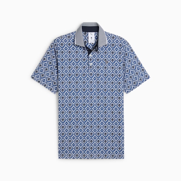 PUMA x PALM TREE CREW Tile Golf Polo Men, White Glow-Deep Navy, large-ZAF