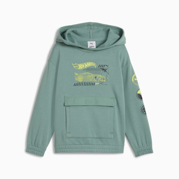 PUMA x HOT WHEELS™ Relaxed Graphic Hoodie Kids, Green Moon, large-MEX
