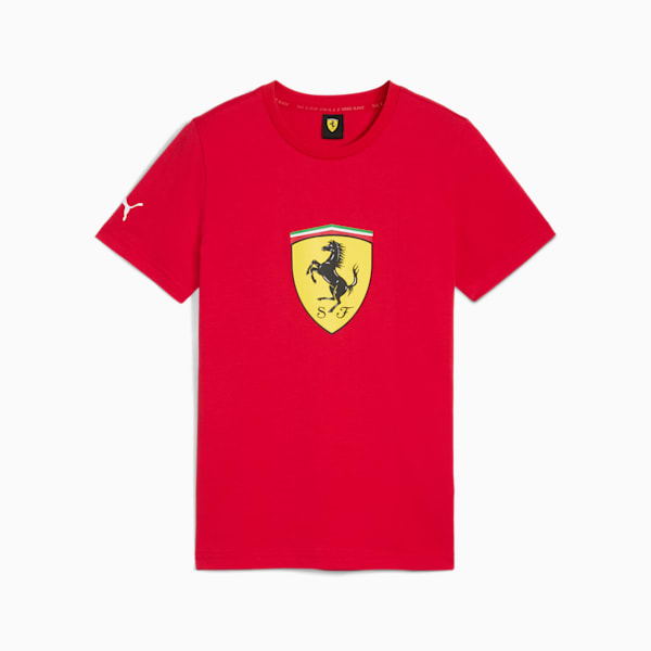 Camiseta con escudo grande de Scuderia Ferrari Race de color para niño, Rosso Corsa, large-MEX